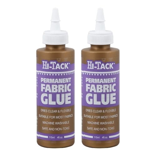 Image of HI-TACK Fabric Glue 2 Pack - 115ml High-Performance, Non-Toxic Adhesive for Fabrics, Leather, Sheepskin & Denim – Easy to Apply, Permanent Bond, Washable & Safe