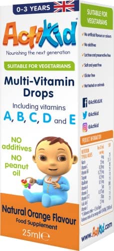 Image of ActiKid Multi-Vitamin Drops 25ml, Gelatine Free (Vitamin Drops for Babies, Infants and Children), Immunity Boost