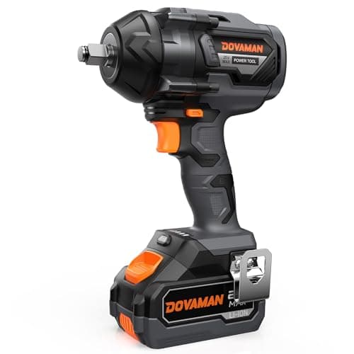 Image of DOVAMAN 20V Cordless Impact Wrench, 1200Nm High Torque Brushless 1/2 Inch Impact Gun, Electric Car Wrench with 4.0Ah Battery, Fast Charger & 5 Sockets, Power Tool for Wheel Nuts & Chassis Repair