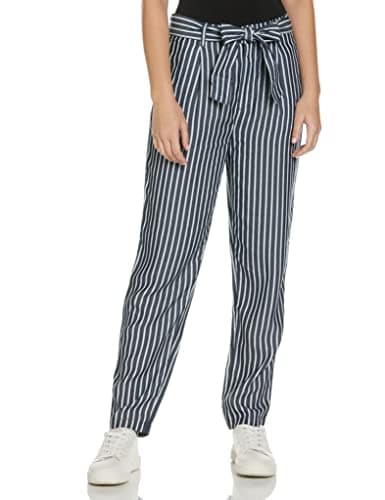 Image of Tommy Jeans Women's Tjw Fluid Bow Detail Pant Trouser, White (White/ Blue 0fo), W29/L28