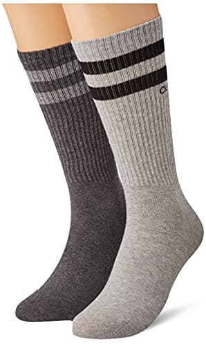 Image of Calvin Klein - Mens Crew Socks - Trainer Socks Men - Gym Socks - Mens Socks - Mens Trainer Socks - 2 Pack - Light Grey Melange