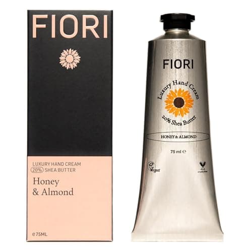 Image of Fiori Honey & Almond Hand Cream (75ml) - Moisturizing Dry Hand Cream with Organic Shea Butter & Aloe Vera - Vegan Hand Moisturizer - Nourishing Hand Lotion - Luxurious Hand Care