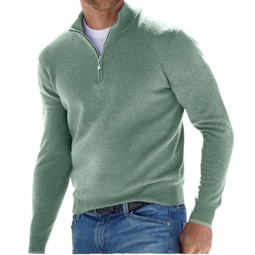 Image of Men's Jumpers Mens Quarter Zip Sweaters Long Sleeve Slim Fit Pullover V Neck Casual Knit Sweater Polos Shirts Loose Lightweight Sweatshirts Jumper Casual Knitwear