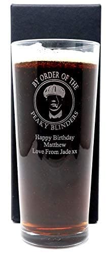 Image of Regalo Personalised Engraved Pint Glass - Peaky Blinders Design (Cardboard Gift Box)