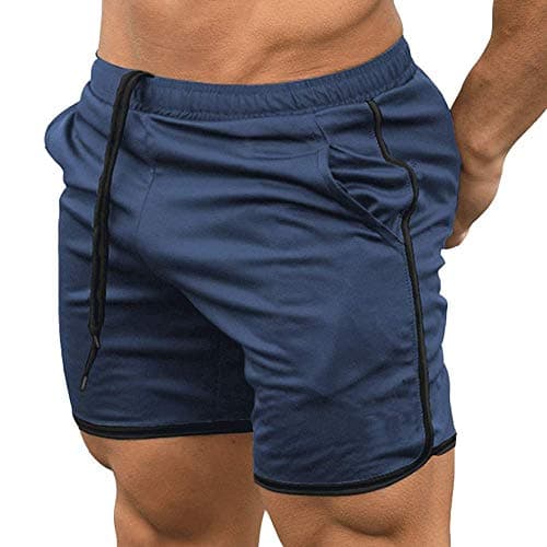 Image of EVERWORTH Men's Gym Workout Boxing Shorts Running Short Pants Fitted Training Bodybuilding Jogger Short Navy M Tag XL