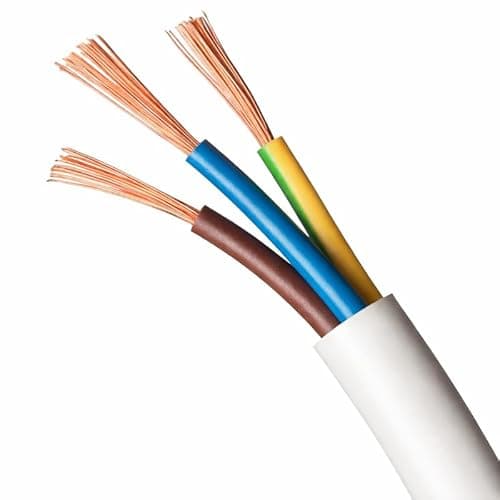 Image of 3183Y White 3 Core Flexible Cable – PVC Insulated Mains Flex (3G Electrical Flex, Cut Length) 0.75mm
