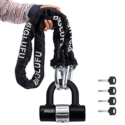 Image of BIGLUFU Bike Chain Lock, 120cm Long Heavy Duty Motorcycle Lock, 12mm Thick Cycling Chain Lock High Security Chain Locks for Bicycle, Motorcycle, Door, Gate, Fence, Scooter