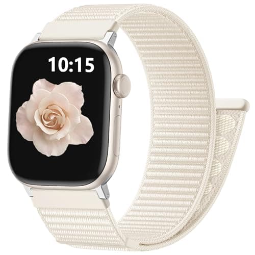 Image of CeMiKa Nylon Loop Strap Compatible with Apple Watch Strap 40mm 42mm 41mm 38mm Men Women - Nylon Sport Soft Breathable Band for iWatch SE Series 11 10 9 8 7 6 5 4 3 SE3, Starlight