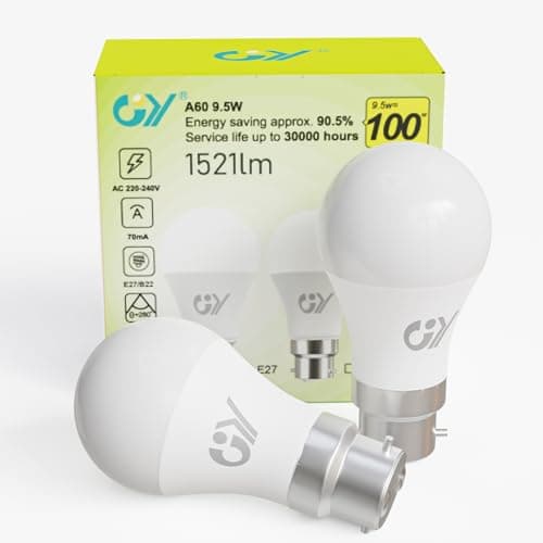 Image of GY Bayonet Light Bulbs Cool White 6500K B22 LED Bulbs,9.5W 1521 Lumen Ultra Bright Energy Saving 100W Equivalent,Non-dimmable,2-Pack