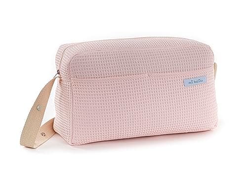 Image of Mi Bollito Baby Stroller Bag Practical Stylish Multifunctional Large Capacity Organiser Bag Made in Spain (Light Pink)