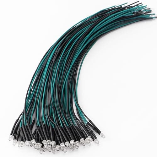 Image of YIXISI 40 PCS 3mm LED Diodes Light, 12V 20cm Pre Wired LED, Emitting Diodes Pre Wired, Green