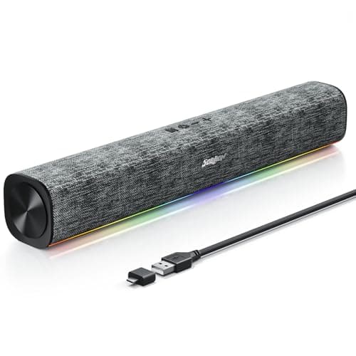 Image of SOULION R100 PC Speakers, Bluetooth Computer Speakers with Dynamic Lighting Sync with Music Beats, PC Soundbar for Desktop, Laptop, USB Powered(USB-C Adapter Included)