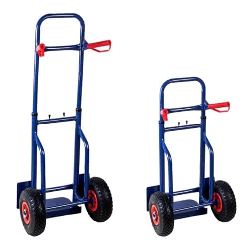 Image of Heavy Duty Sack Truck 150KG Convertible Hand Trolley with Wheels, 2-in-1 Folding Platform Cart, Steel Frame, Pneumatic Tyres for Moving, Delivery, Warehouse & Home Use (Blue)