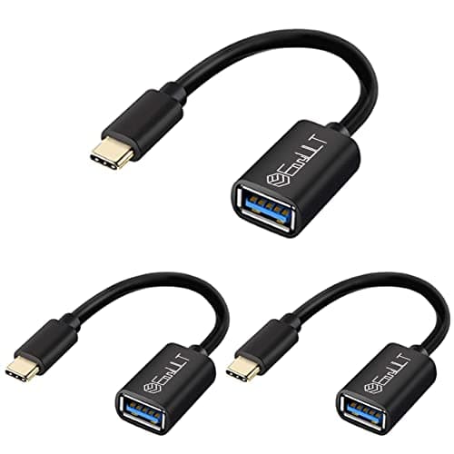 Image of EasyULT USB C to USB 3.0 Adapter[3 Pack], Type C Male to USB 3.0 A Female OTG Cable, Compatible for MacBook Pro 2018, Samsung Galaxy S20 Note 10 S8 S9, Huawei P30 and More Type-C Devices-Black