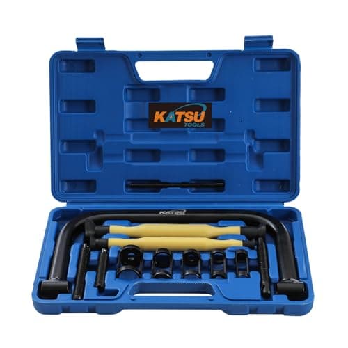 Image of KATSU Tools 12-Piece Portable Valve Spring Compressor Tool Kit with Valve Lapper Set, for Car Van Motorcycle Automotive, Model 450342