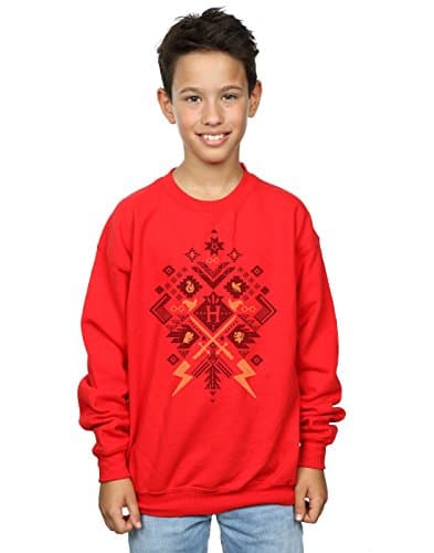 Image of Harry Potter Boys Christmas Fair Isle Sweatshirt 5-6 Years Red