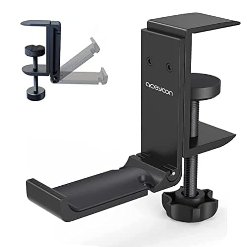 Image of aceyoon Multi-function Headphone Stand, Foldable VR Headset stand Aluminum & Silicone Headset Holder Adjustable Headphone Hanger Hook Under Desk Mount compatible for xbox headset gaming headset etc