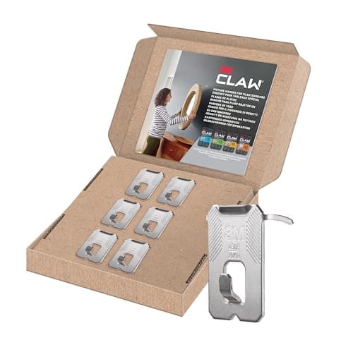 Image of 3M CLAW Plasterboard Picture Hanger - 6 Hooks, Holds up to 20 kg - Ideal for Heavy Items, Mirrors, and Home Décor - No Tools Needed