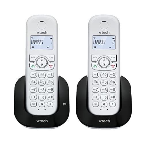 Image of VTech CS1551 DECT Cordless Phone with Answering Machine and Call Block, 2 Handsets, Intercom, Landline House Phones, White, Caller ID/Call Waiting, Redial, Handsfree, illuminated Display and Keypad