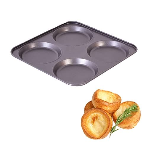 Image of D.A.Y. Republic 4 Hole Yorkshire Pudding Tray, 23 cm, Carbon Steel with a Goldflon Non-Stick Coating for Those Perfect Puddings (One Yorkshire Pudding Tray)