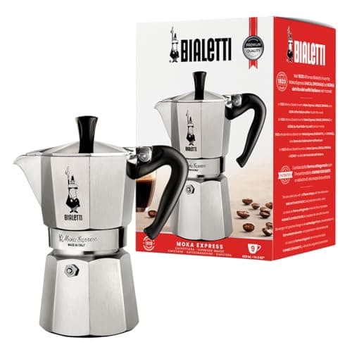 Image of Bialetti Moka Express Aluminium Stovetop Coffee Maker (9 Cup), 420ml, Silver.