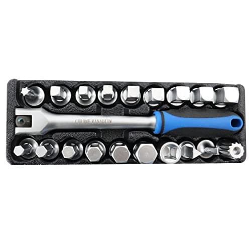 Image of Toolzone 20pc Oil Drain Sump Plug Key Set Universal Hex Square Triangle 3/8 inch Drive