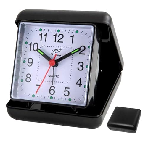 Image of Travel Alarm Clock Folding Design Quartz Folding Travel Alarm Clock Battery Operated Bedside Silent Clock Portable No Ticking Clocks with Clear Arabic Numbers for School Bedside Travel OfficeDesk Camp