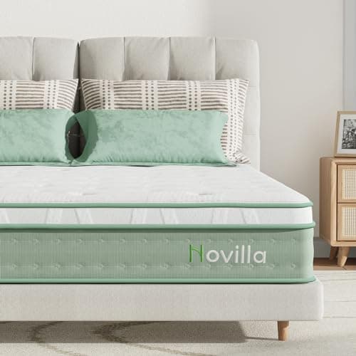 Image of Novilla Mattresses King Size 9.8 Inch 3-Zone Gel Memory Foam Pocket Sprung Mattress, 5FT Hybrid Mattress Firm with Oeko-tex Knitted Fabric and CertiPUR-US Foam 150x200x25cm