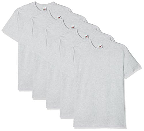 Image of Fruit of the Loom Men's Super Premium Short Sleeve T-Shirt Pack of 5, Heather Grey, X-Large