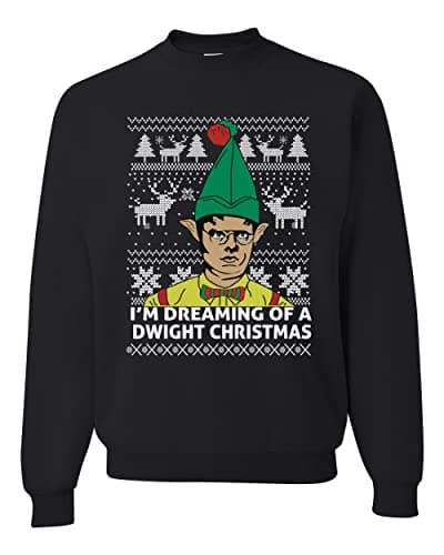 Image of Wild Bobby I'm Dreaming of a Dwight Xmas Ugly Christmas Sweater Unisex Crewneck Graphic Sweatshirt, Black, 4XL