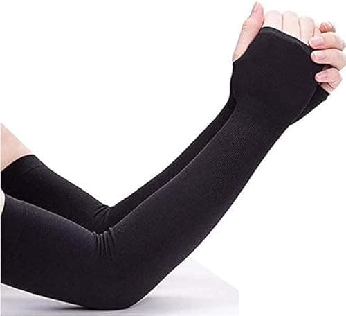 Image of Lookka Arm Sleeves UV Protection,Cooling Arm Sleeves for Women and Men, Sun UV Protection Breathable Arm Sleeves, Compression Outdoor Sports Sleeves to Cover for Cycling Hiking(black