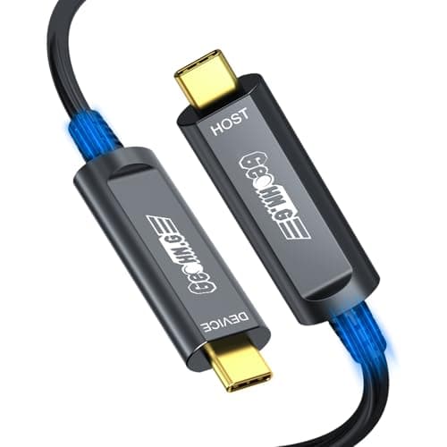 Image of GeoHN.G USB C Fiber Optic Cable 15M, 10Gbps Active Optical USB 3.2 Gen2 Cable with German SiliconLine Chip, Long Distance for Machine Vision, Logitech 4K Camera, VR/AR, Video Conference