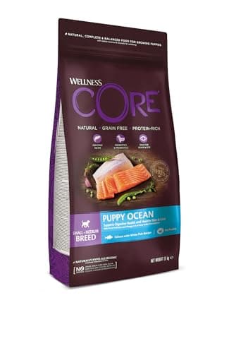 Image of Wellness CORE Puppy Ocean 1.5kg, Salmon & White Fish – Dry Dog Food for Small & Medium Breed Puppies, Grain-Free, Natural, Hypoallergenic, Protein-Rich, High Fish Content, Brain & Eye Development