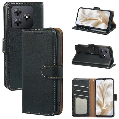 Image of CONAPIKA Flip Case for Blackview Wave 8/Wave 8C/OSCAL Flat 2, Leather Wallet Phone Case with Inner Slim TPU, [Kickstand] and [Card Slots], Multifunctional Magnetic Folio Shockproof Cover, Black