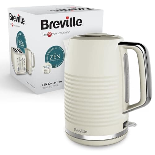 Image of Breville Zen Cream Electric Kettle | 1.7L | 3kW Fast Boil | Cream & Silver Chrome [VKT251]