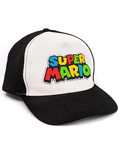 Image of Super Mario Cap for Boys & Girls | Kids White Black One Size Gamer Snapback | Baseball Hat Childrens Game Gift Merchandise One Size