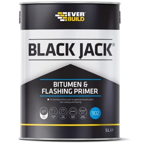 Image of Everbuild Black Jack 902 Bitumen and Flashing Primer – Fast-Drying – Black – 5 Litre