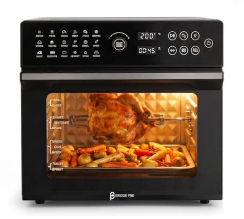 Image of Bridge Pro 30 Litre Air Fryer Oven 1800W with Rotisserie Accessory Set - Extra Large Air Fryer for Family, 20 in 1 Dual Cook, Smart Dial, 360° Hot Air Circulation, Time & Temp Control, Fast Cooking