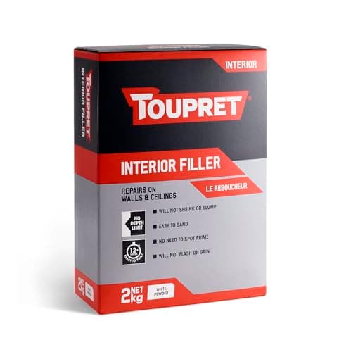 Image of Toupret Interior Filler - Easy to Sand, No Shrink Crack Filler - Smooth Finish Wall Repair for Interior Surfaces - Professional Powder Filler - White - 2 kg