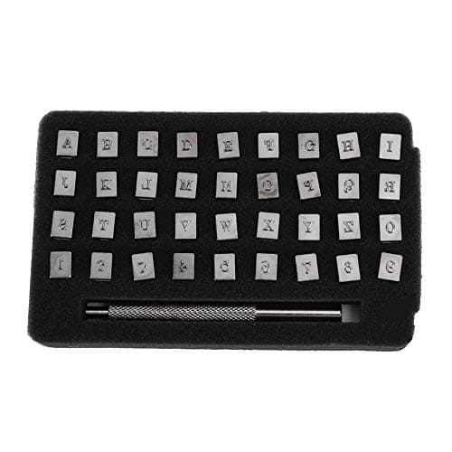 Image of 36Pcs Metal Punch 3mm Alphabet Stamp Set, Metal Stamping Tool for Leather Carving and Printing, Steel Letter Craft Kit with Handle for Metal Wood Gold Silver Copper