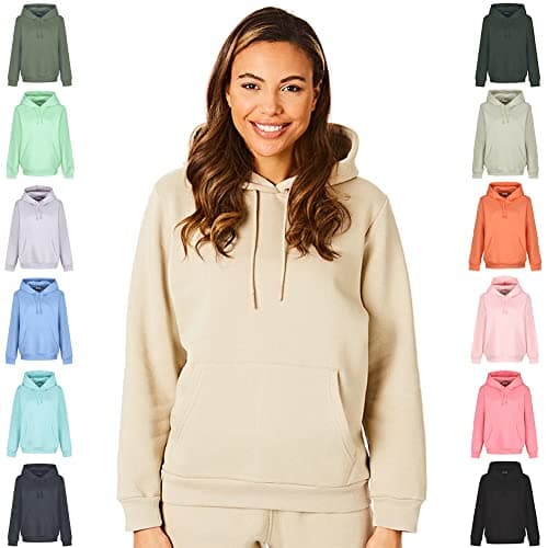 Image of Light & Shade Women’s Fleece Pullover Hoodie with Pocket Soft Hooded Sweatshirt with Drawstring Casual Lounge & Gym Wear (Sand, M)