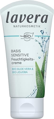 Image of lavera basis sensitiv Moisturising Cream - aloe vera and jojoba - intense moisture - hydrates and absorbs quickly - supple skin - natural cosmetics - vegan - organic (1 x 50ml)