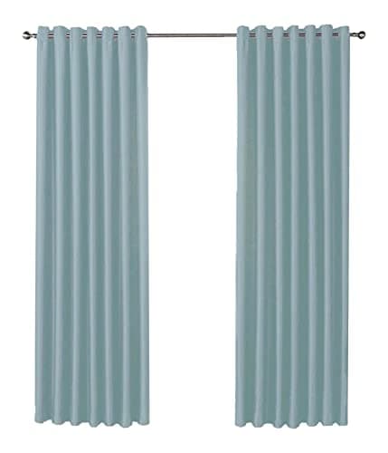 Image of Olivia Rocco Blackout Eyelet Curtains Black Out Thermal Ring Top Curtain Pair Window Treatment Living Room Bedroom, 66" (Width) x 54" (Drop) Duck Egg