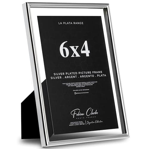 Image of Silver Plated Photo Frame Picture Frame Floating Style Plain Polished Finish and Tarnish Protected for Wedding Picture or Family Photos 6x4