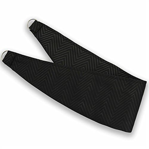 Image of HOMESCAPES Black Curtain Tie Back Pair Herringbone Chevron Textured Retro Geometric Design 2 Tie Backs For Curtain Pair – Coordinating with Blackout Thermal Curtains. Free Sample Swatches Available