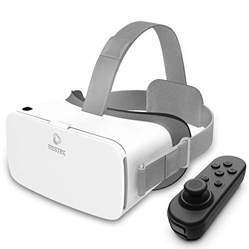 Image of DESTEK V5 VR Headset for Phone, 110°FOV HD Anti-Blue Lenses Eye Protection Virtual Reality Headset with Bluetooth Controller, Educational VR Glasses for iPhone Samsung Android(White)
