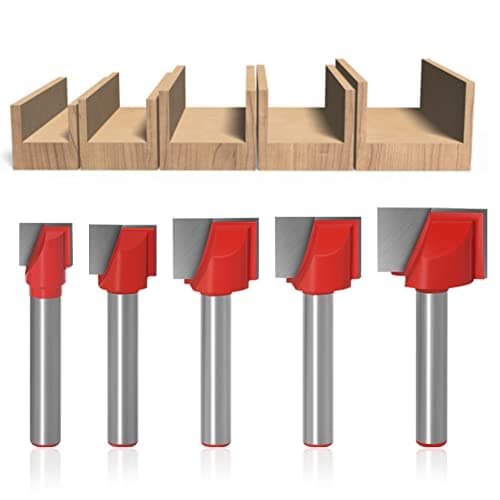 Image of WSOOX 6mm Shank Bottom Cleaning Router Bit Set, 5-piece Slotting Router Bit Set (10mm/13mm/16mm 18mm/20mm)