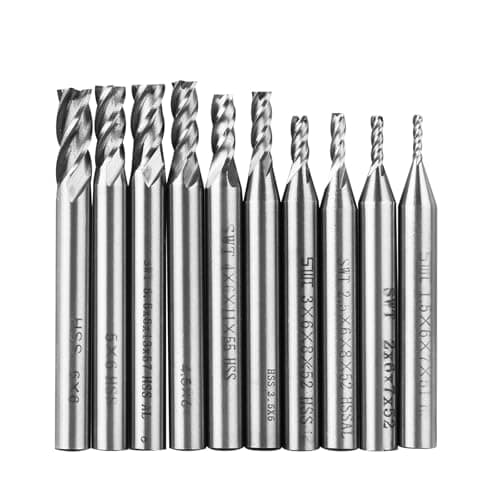 Image of Linkstyle 10PCS 1.5-6mm HSS Drill End Mill Bits Set, 4 Flute CNC Carbide Straight Shank Milling Cutter Tool for Wood Aluminum Steel Titanium Metal