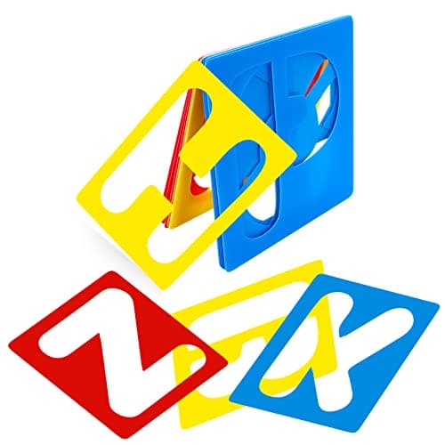 Image of 26 3 Inch Reusable Plastic Alphabet Stencils Colorful Letters for Painting on Wood, Wall, Fabric, Rock, Slate - for Kids Ages 3-8