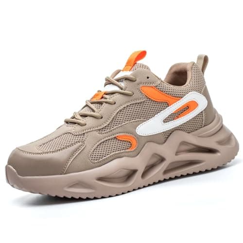 Image of Annvia Steel Toe Cap Trainers for Men Women Lightweight Work Shoes Safety Trainers Breathable Non Slip Ladies Safety Boots Size 9 Yellow 44